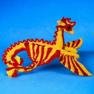 Handmade Crochet Red Stripes Baby Sea Dragon Stuffed Animal Toy